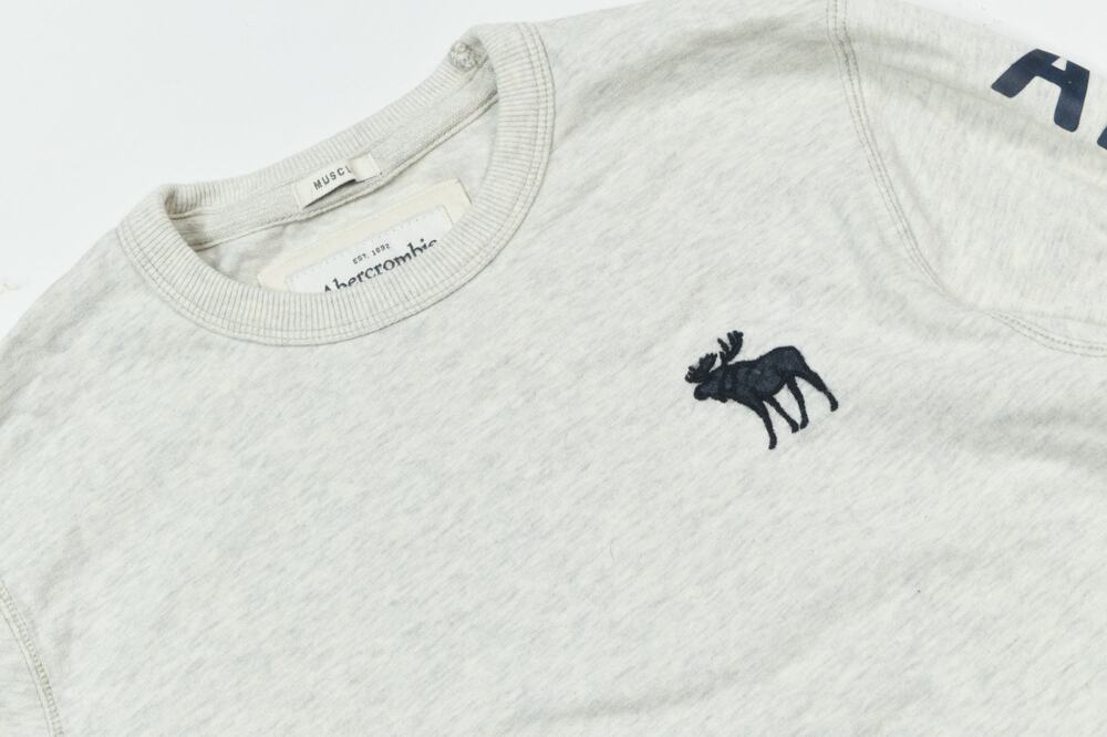 Abercrombie & Fitch MUSCLE Shirt Mens Medium Gray Heather Long Sleeve Moose